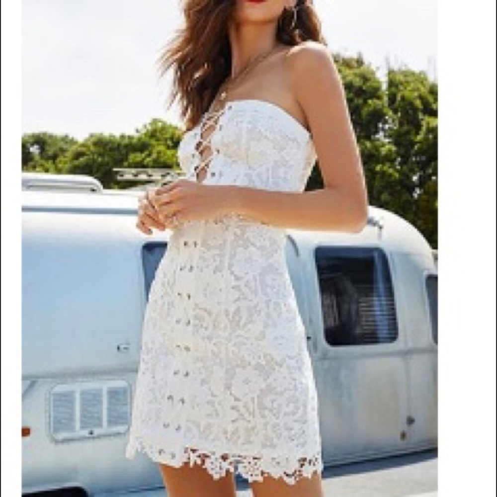 Lace up white dress